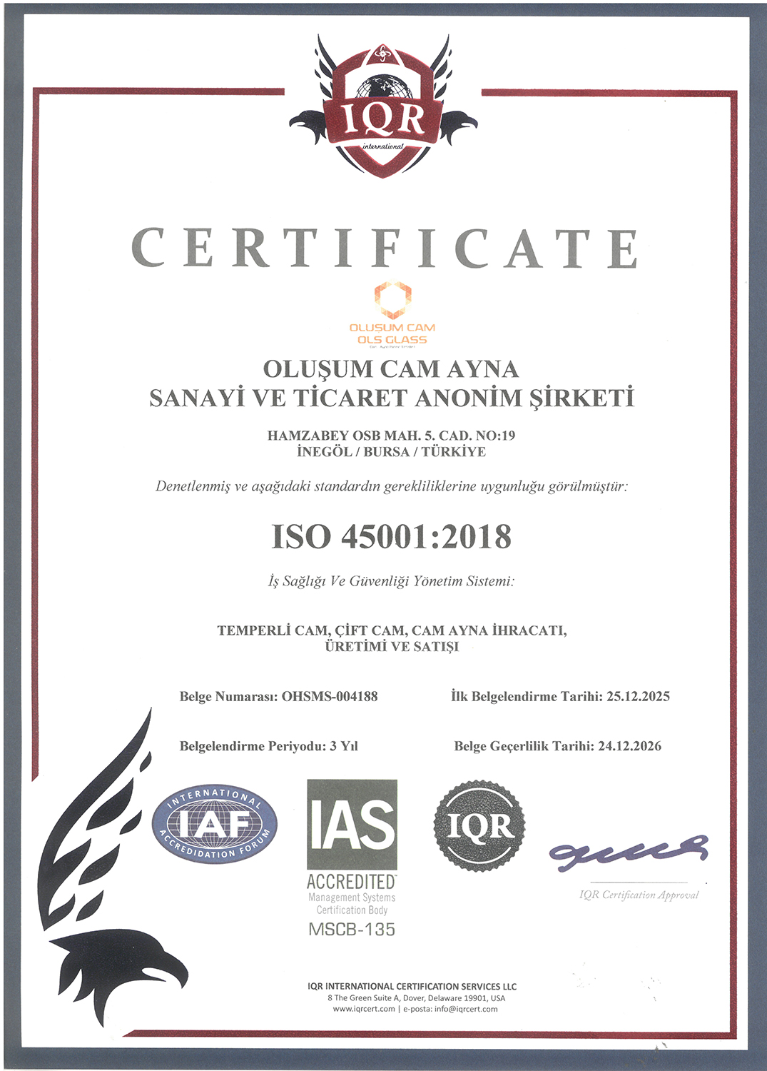 ISO 45001 Belgesi